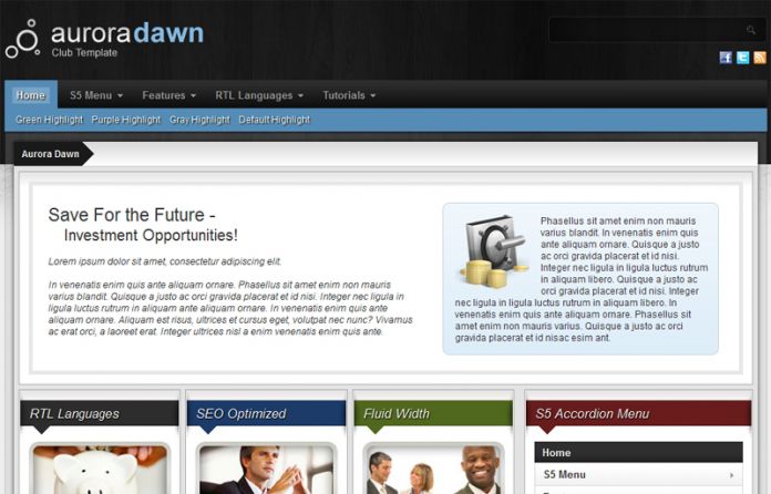 Tema Aurora Dawn - Template WordPress