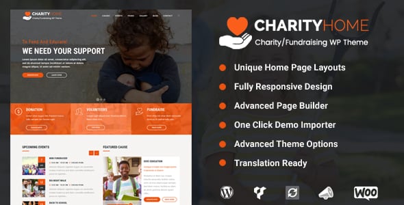 Tema Charity Home - Template WordPress