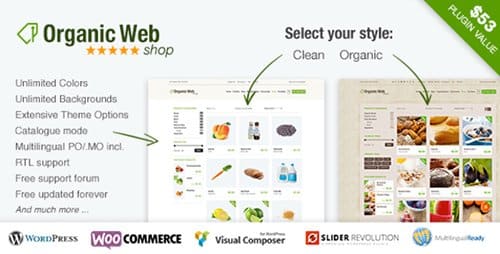Tema Organic Web Shop - TEmplate WordPress