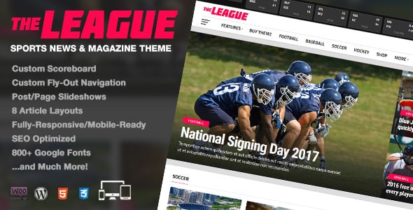 Tema The League - Template WordPress