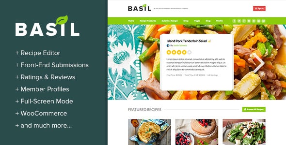 Tema Basil Recipes - Template WordPress