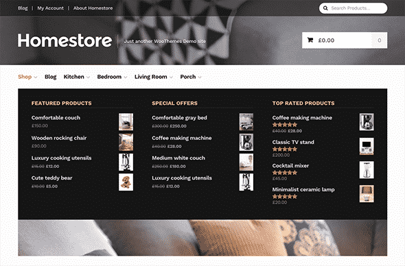 Tema HomeStore WooThemes - Template WordPress