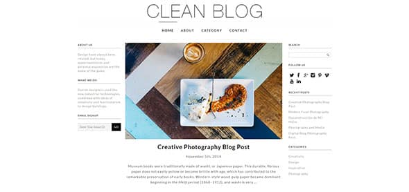 Tema Clean Blog Dessign - Template WordPress