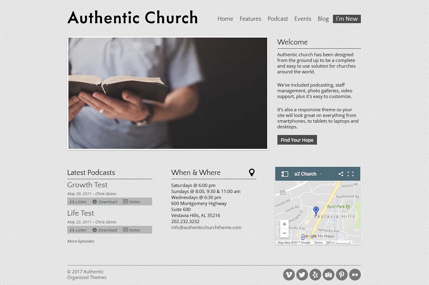 Tema Authentic Church - Template WordPress