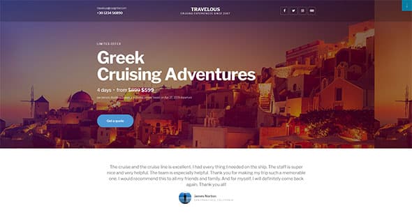 Tema Travelous Elementor - Template WordPress