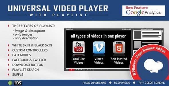 Plugin Universal Video Player for WPBakery Page Builder - WordPress
