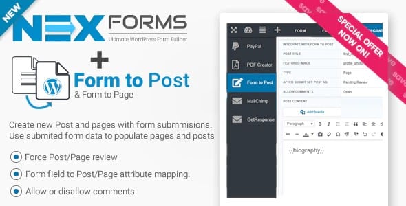 Plugin Nex-Forms Form to Post Page - WordPress