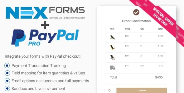 Plugin Nex-Forms Paypal Pro - WordPress
