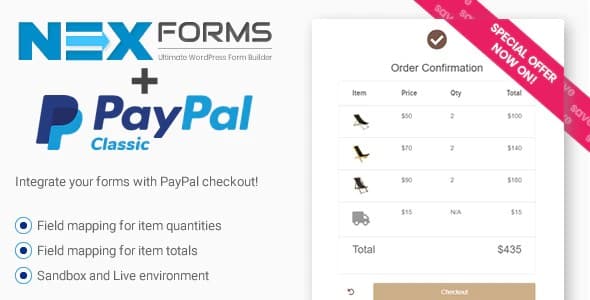 Plugin Nex-Forms Paypal - WordPress