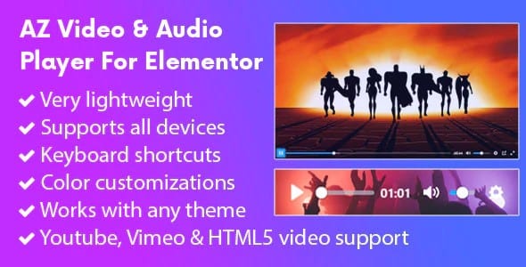 Plugin Az Video and Audio Player Addon for Elementor - WordPress