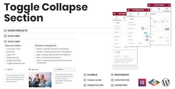 Plugin Toggle Collapse Section Elementor Addon - WordPress
