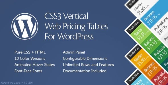 Plugin Css3 Vertical Web Pricing Tables For WordPress