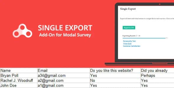 Plugin Modal Survey Single Export - WordPress