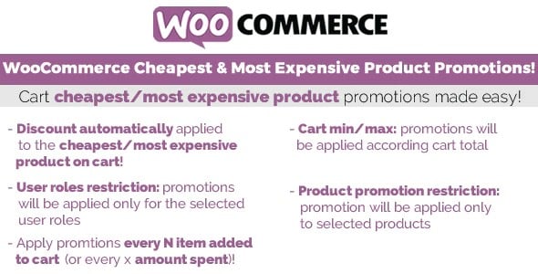 Plugin WooCommerce Cheapest Most Expensive Product Promotions - WordPress