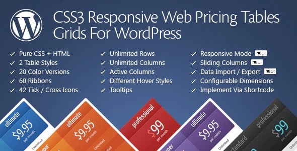 Plugin Css3 Responsive WordPress Compare Pricing Tables - WordPress