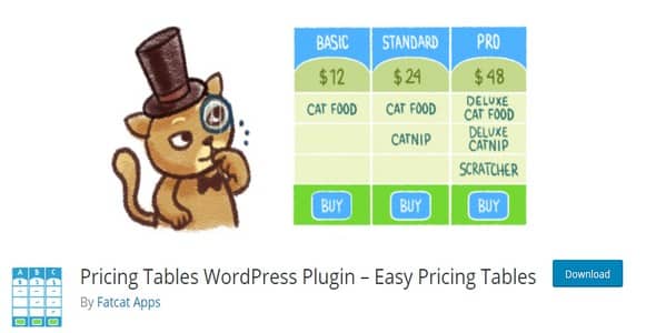 Plugin Easy Pricing Tables Premium - WordPress