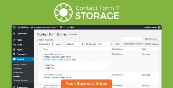 Plugin Storage for Contact Form Cf7 - WordPress