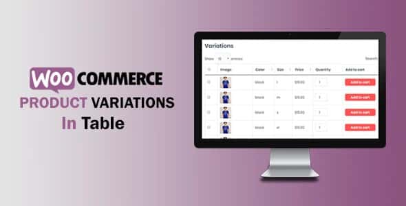 Plugin WooCommerce Variations In Table - WordPress