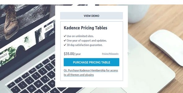 Plugin Kadence Pricing Table - WordPress