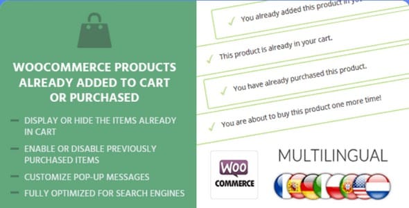 Plugin WooCommerce Products Already Added To Cart Or Purchased - WordPress